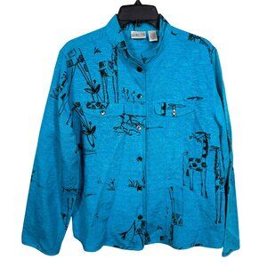 Chico's Blue Graphic Jacket